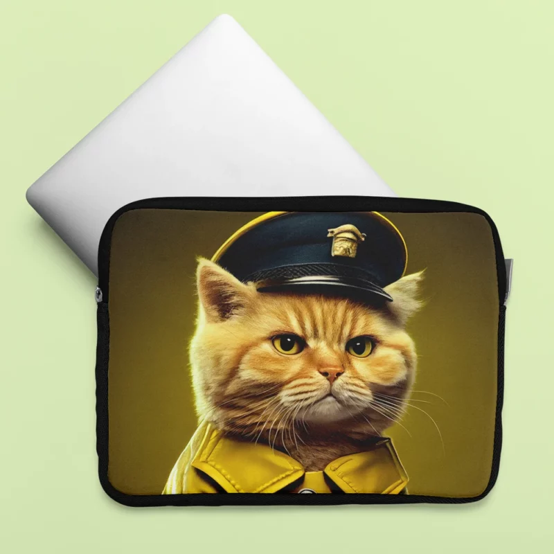 Police Hat Cat Pet Laptop Sleeve