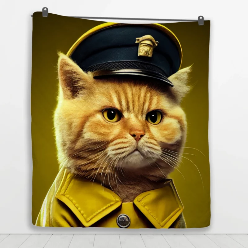 Police Hat Cat Pet Quilt Blanket 1