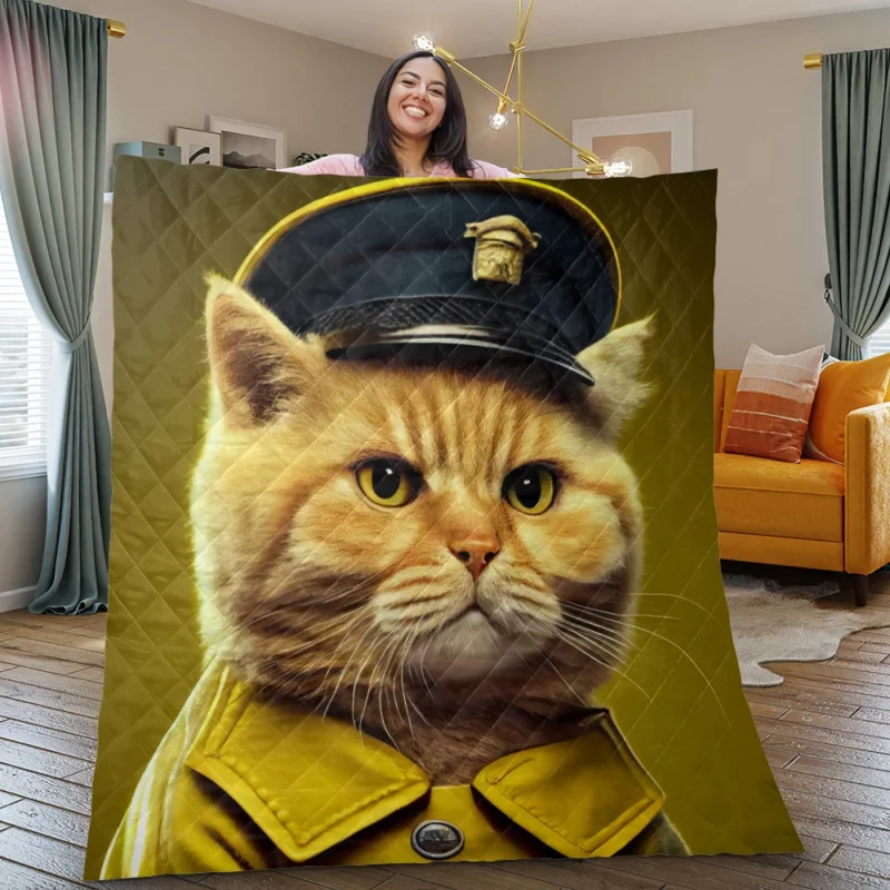 Police Hat Cat Pet Quilt Blanket