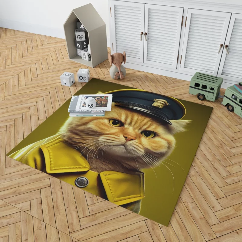 Police Hat Cat Pet Rug 1