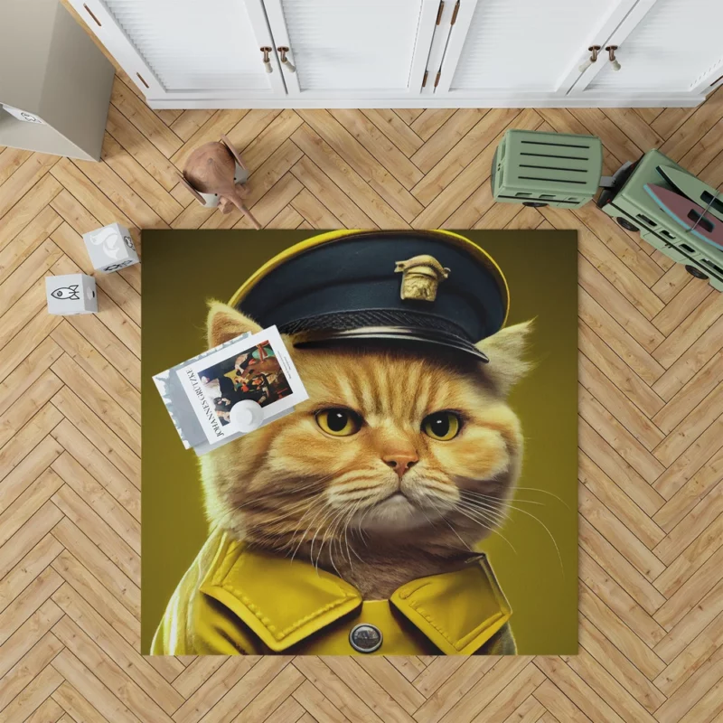 Police Hat Cat Pet Rug