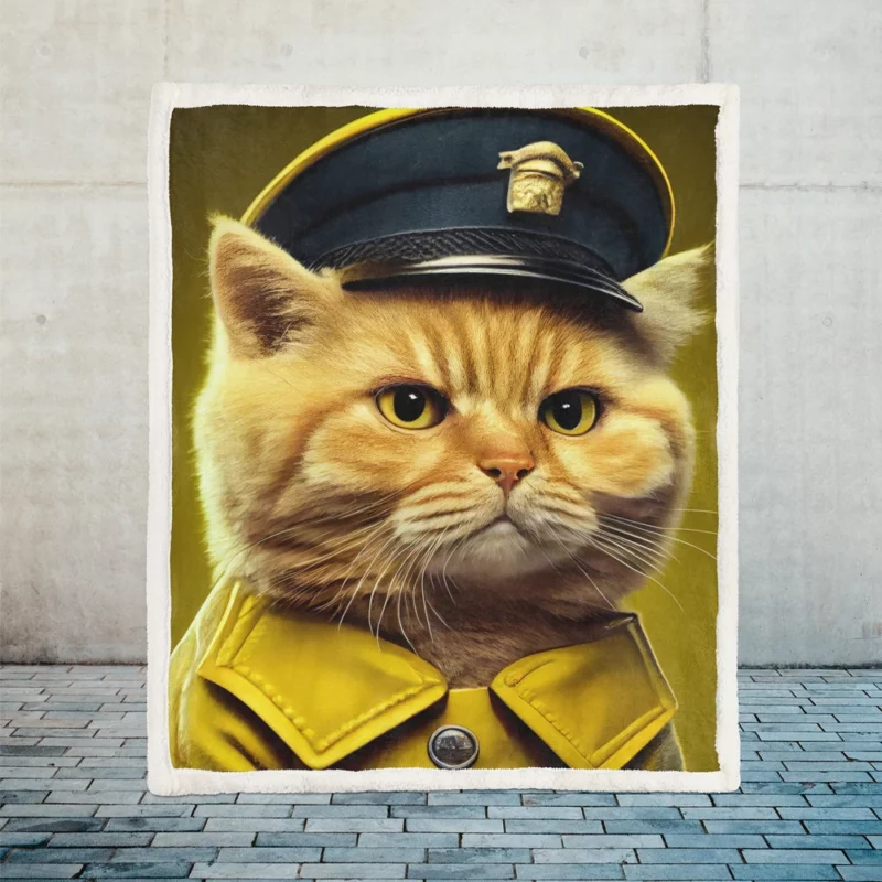 Police Hat Cat Pet Sherpa Fleece Blanket