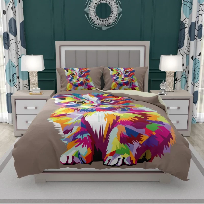 Pop Art Style Cute Cat Bedding Set 1