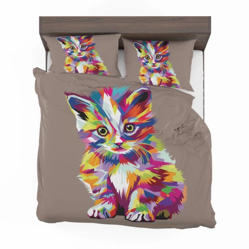 Pop Art Style Cute Cat Bedding Set 2