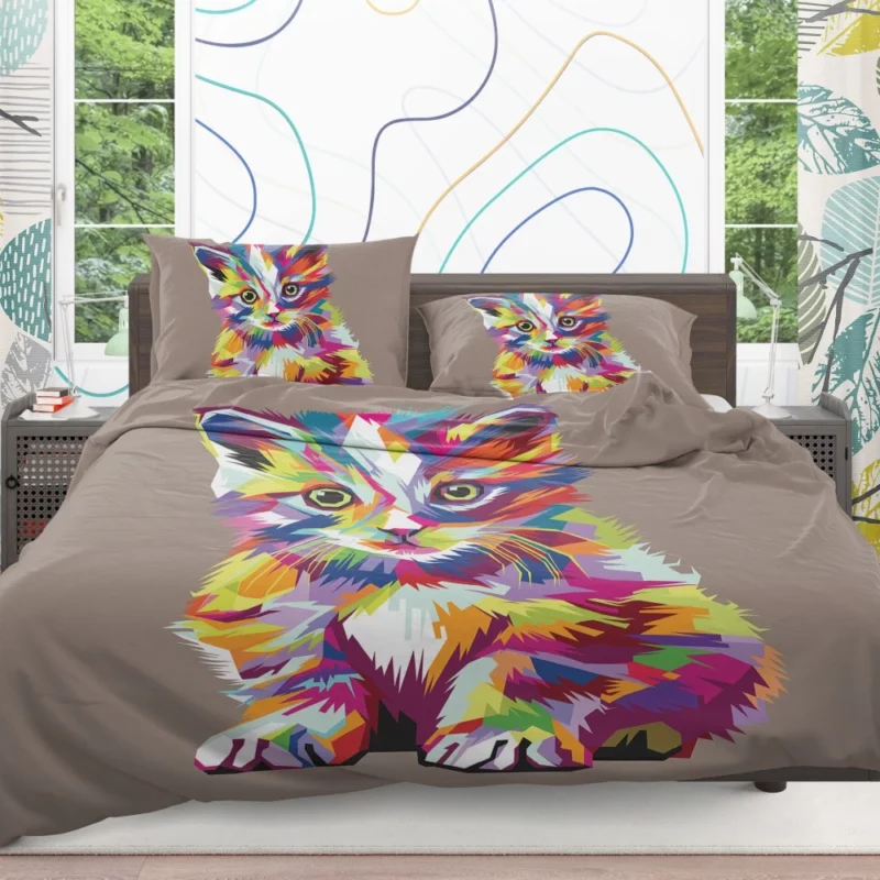 Pop Art Style Cute Cat Bedding Set