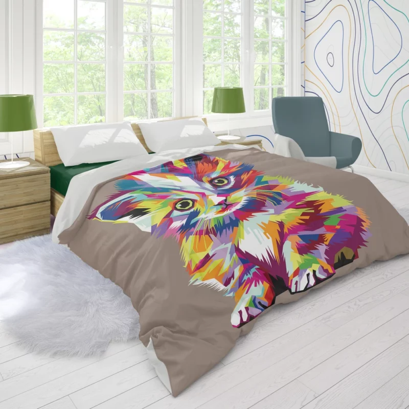 Pop Art Style Cute Cat Duvet Cover