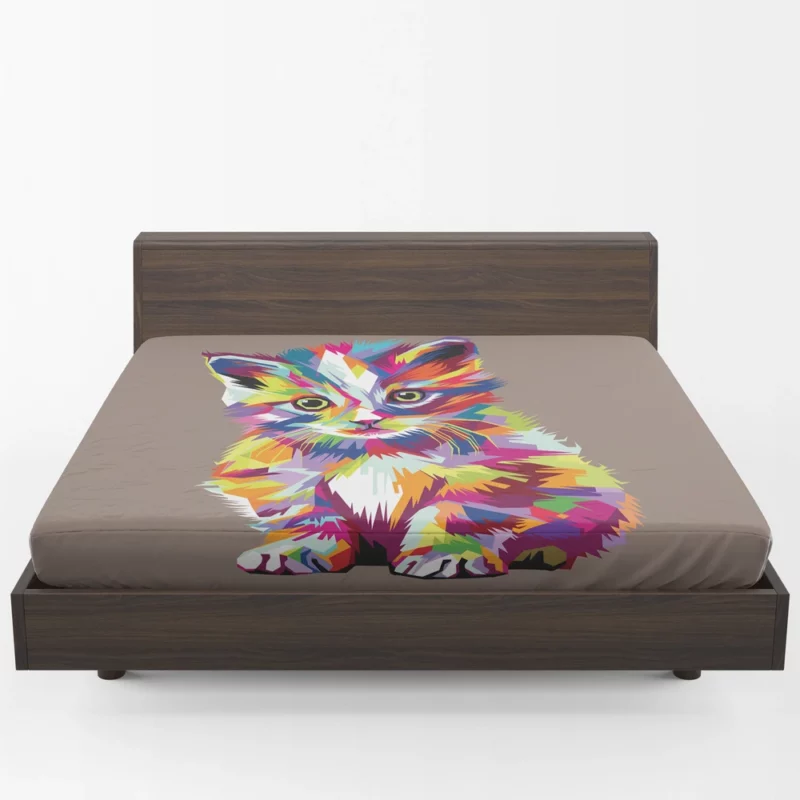 Pop Art Style Cute Cat Fitted Sheet 1