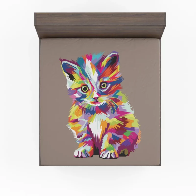 Pop Art Style Cute Cat Fitted Sheet