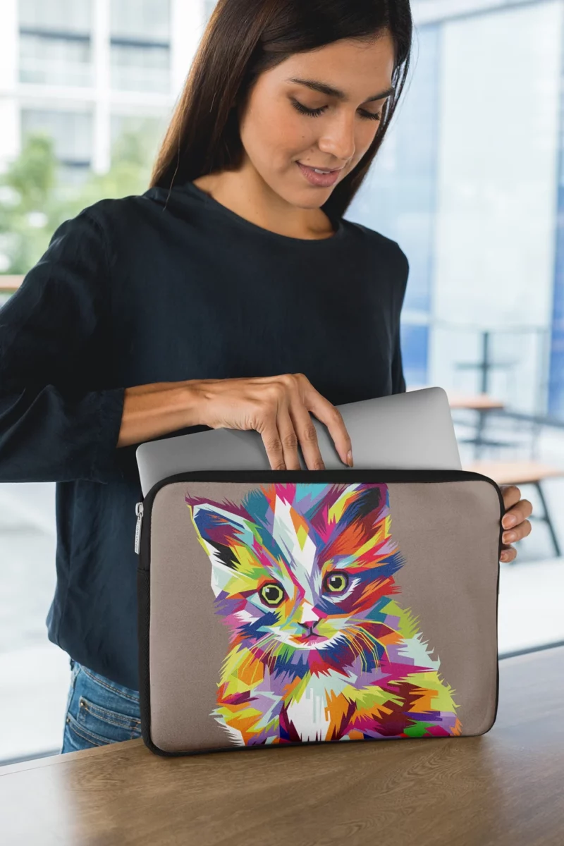 Pop Art Style Cute Cat Laptop Sleeve 1