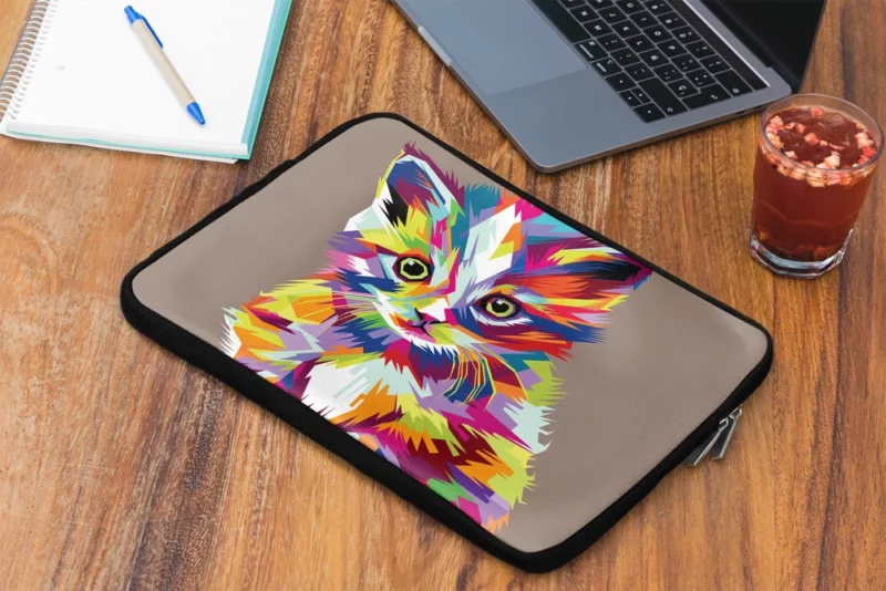 Pop Art Style Cute Cat Laptop Sleeve 2