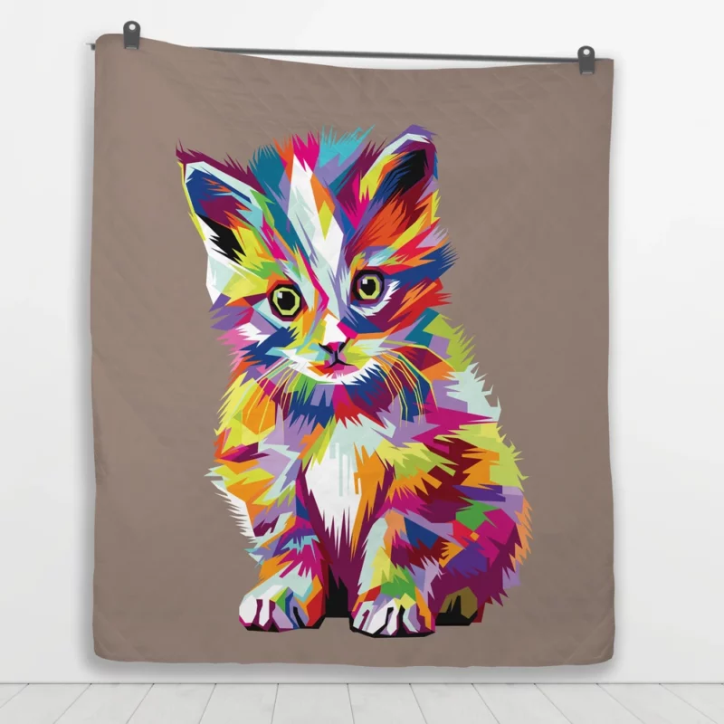 Pop Art Style Cute Cat Quilt Blanket 1