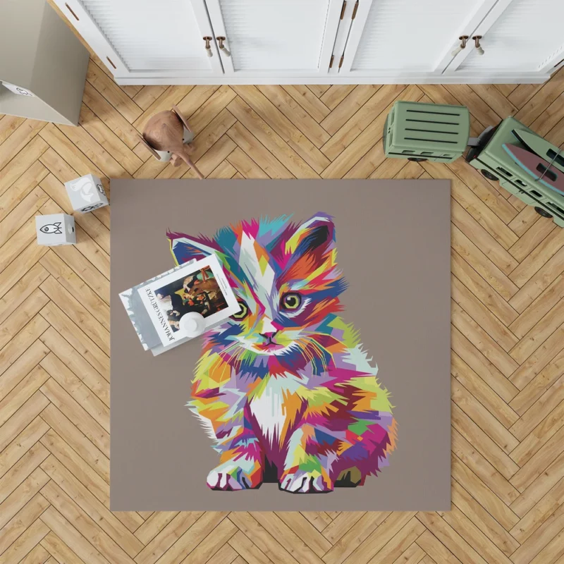 Pop Art Style Cute Cat Rug