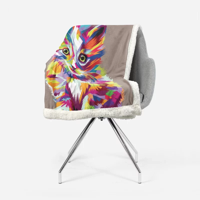 Pop Art Style Cute Cat Sherpa Fleece Blanket 1