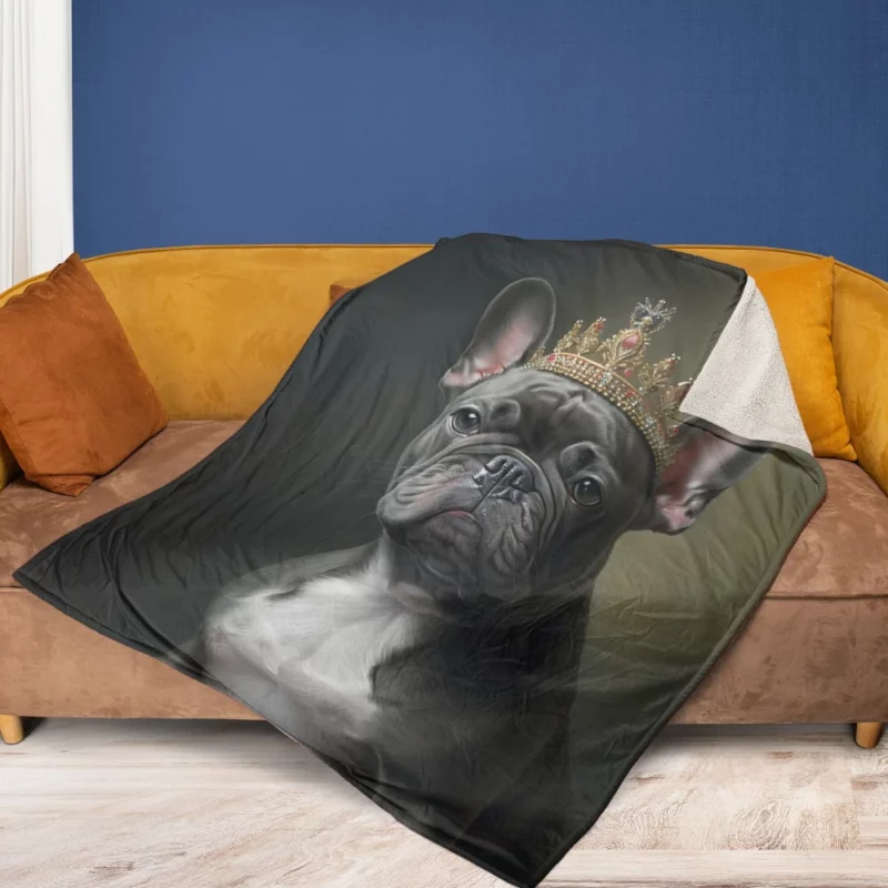 Portrait French Bulldog Fleece Blanket 1