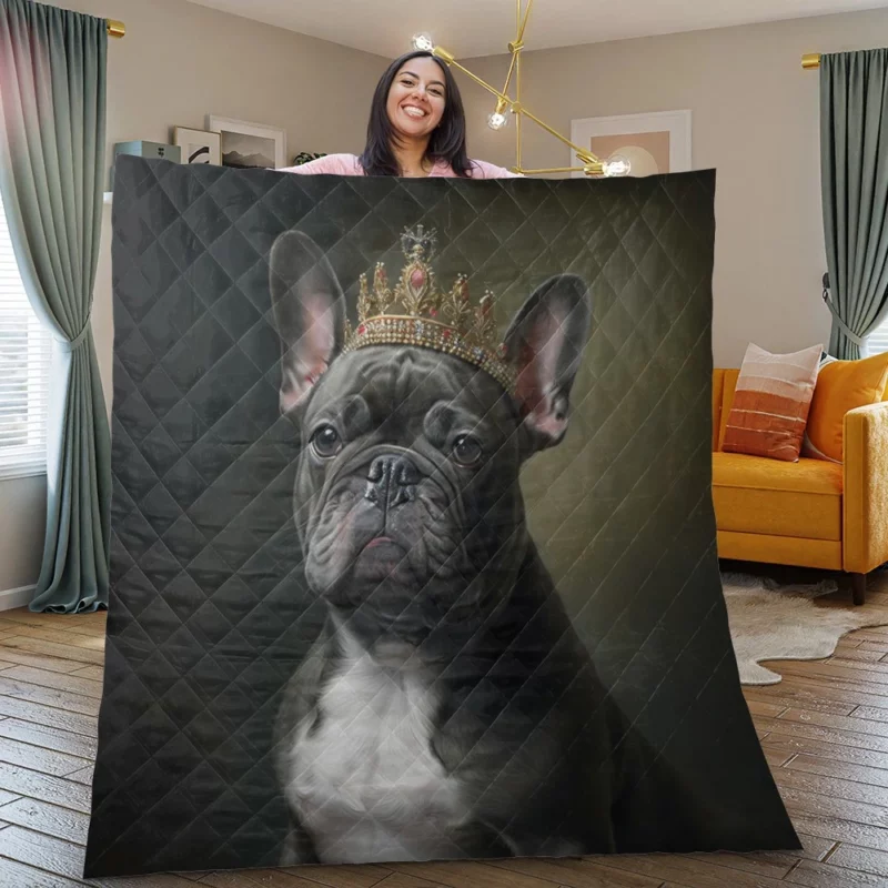 Portrait French Bulldog Quilt Blanket