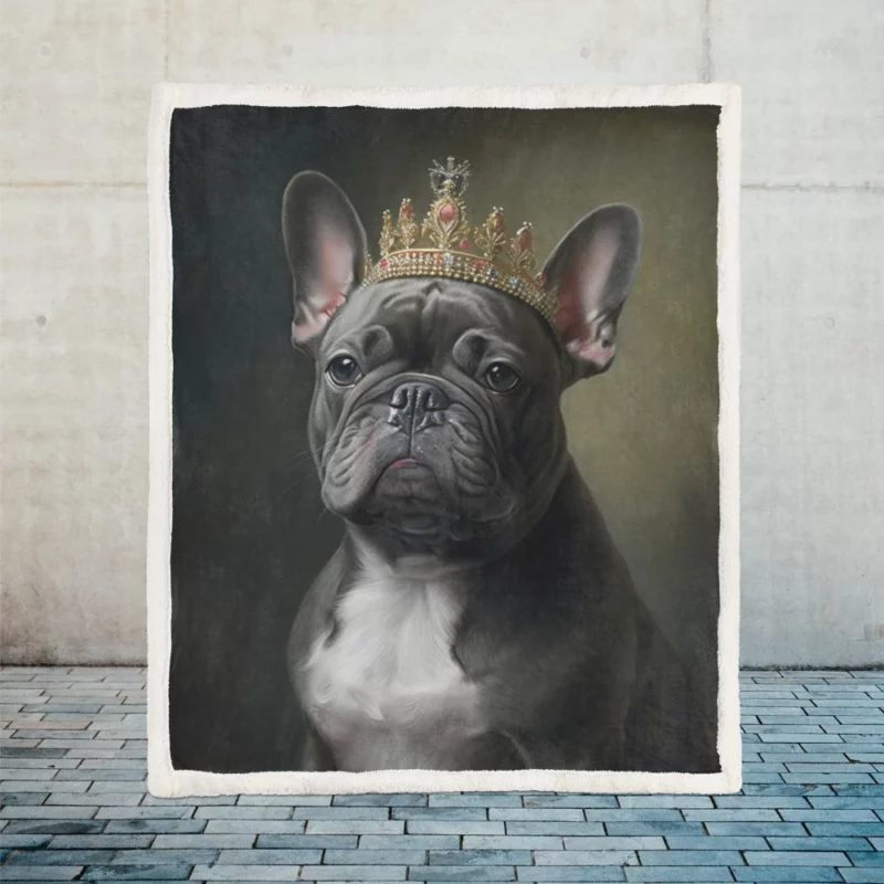 Portrait French Bulldog Sherpa Fleece Blanket