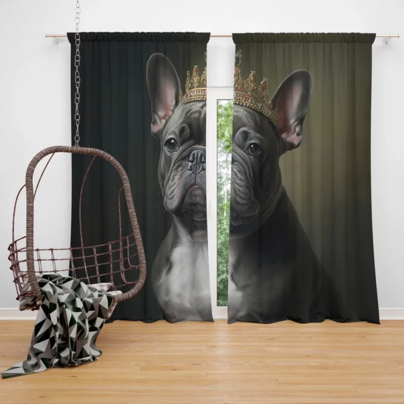 Portrait French Bulldog Window Curtain