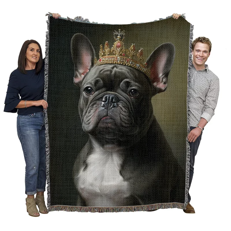 Portrait French Bulldog Woven Blanket