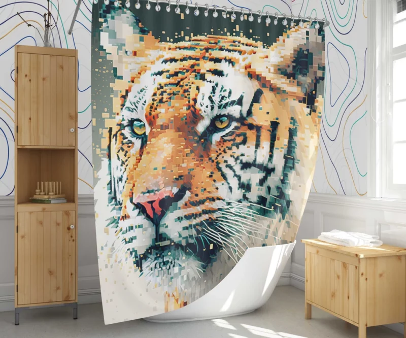 Powerful Tiger Shower Curtain 1