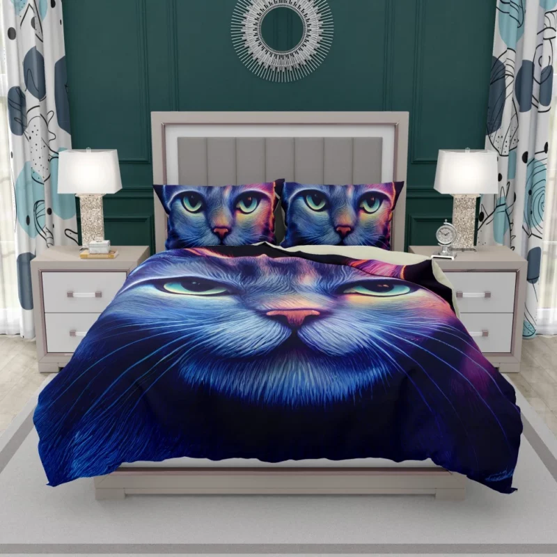 Pretty Blue Cat Portrait Bedding Set 1