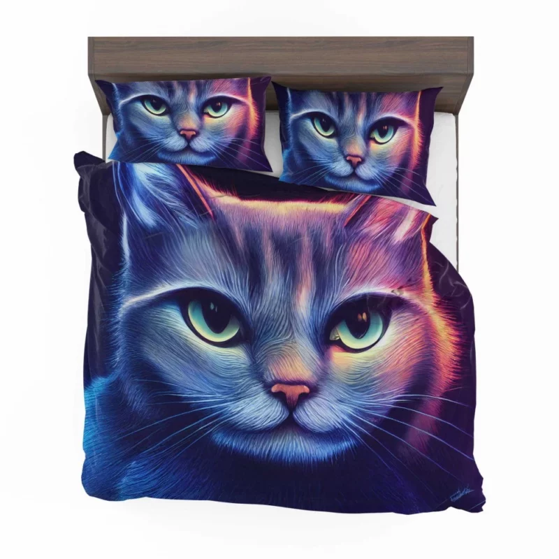 Pretty Blue Cat Portrait Bedding Set 2