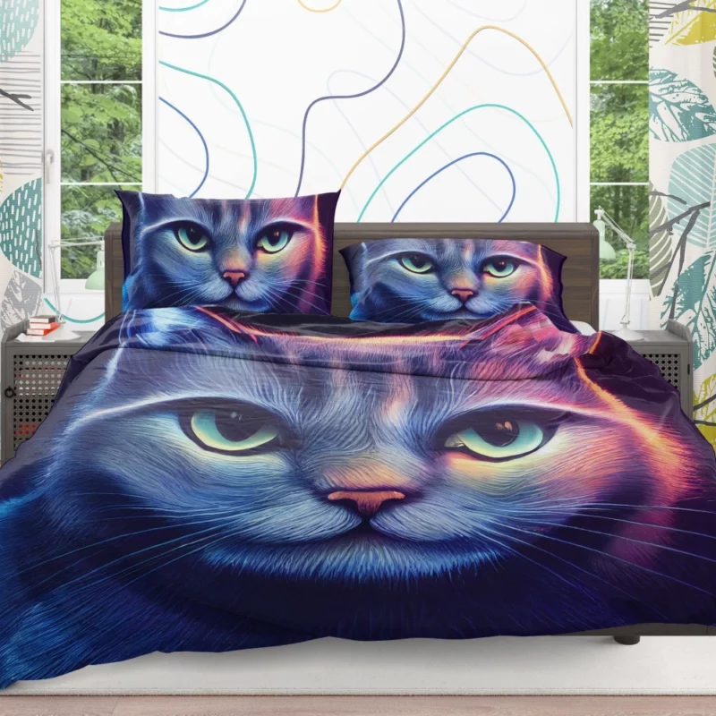 Pretty Blue Cat Portrait Bedding Set