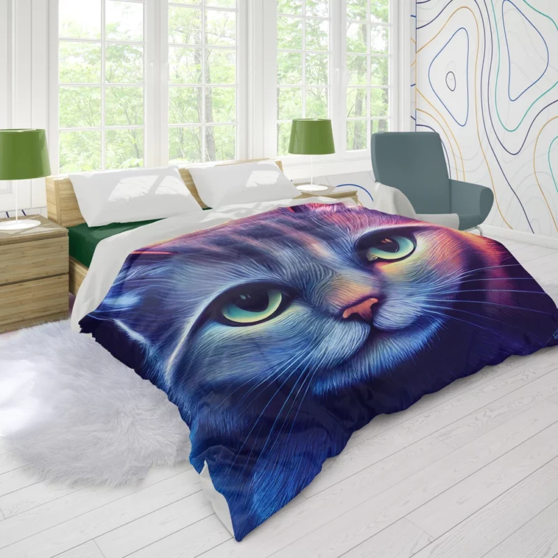 Pretty Blue Cat Portrait Duvet Cover