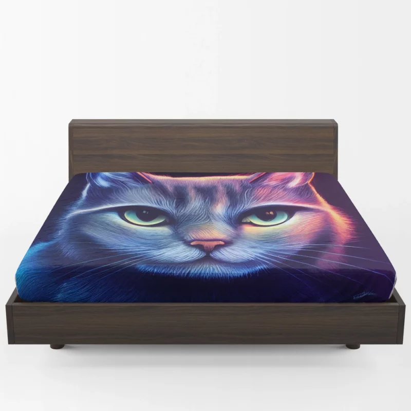 Pretty Blue Cat Portrait Fitted Sheet 1