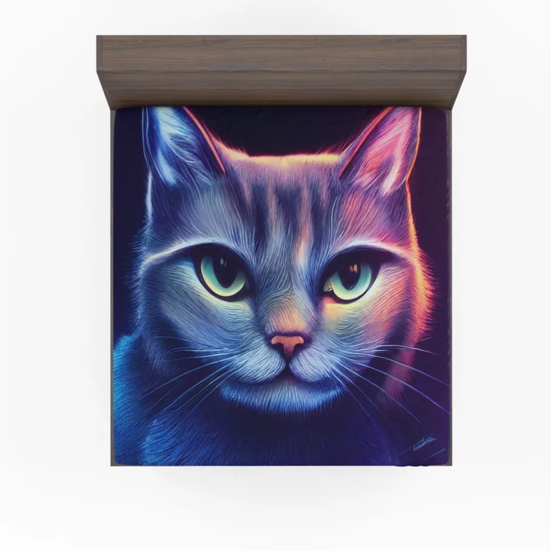 Pretty Blue Cat Portrait Fitted Sheet