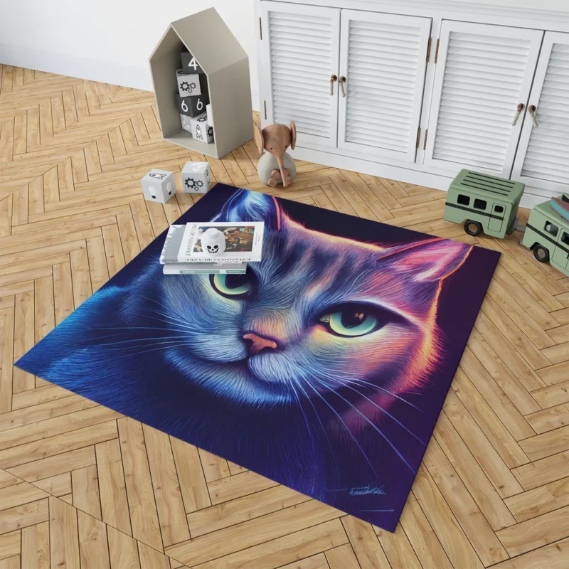 Pretty Blue Cat Portrait Rug 1