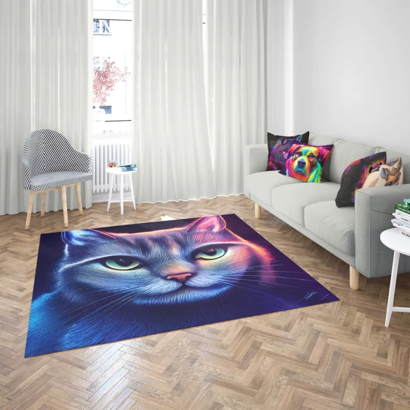 Pretty Blue Cat Portrait Rug 2