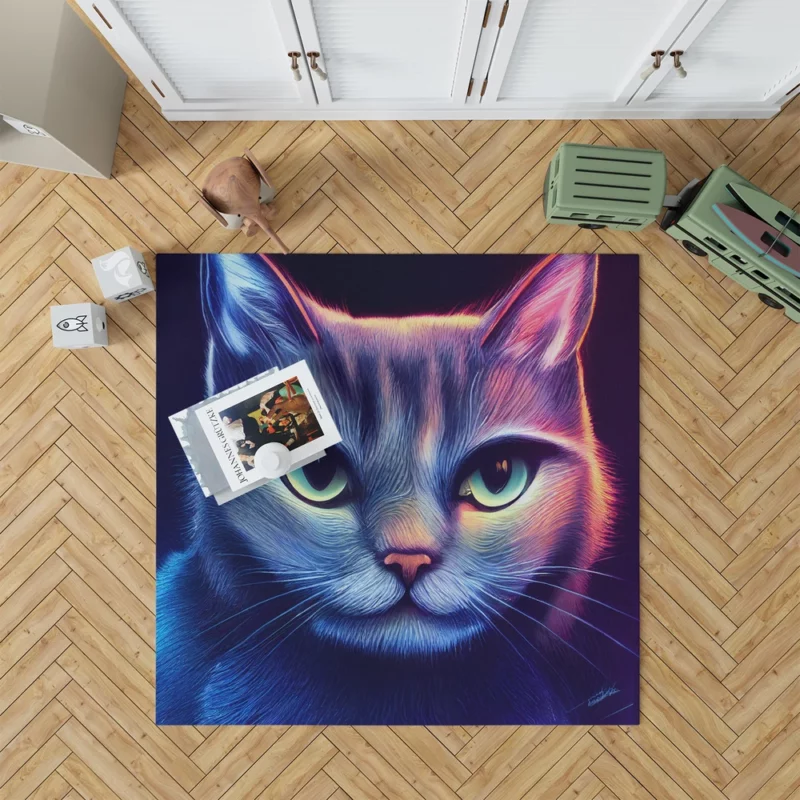 Pretty Blue Cat Portrait Rug