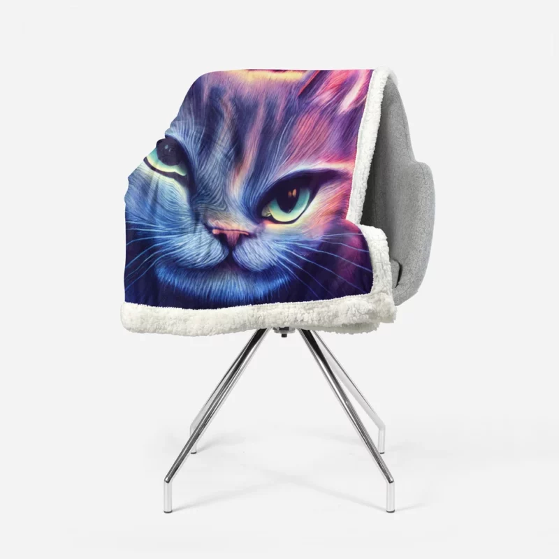 Pretty Blue Cat Portrait Sherpa Fleece Blanket 1