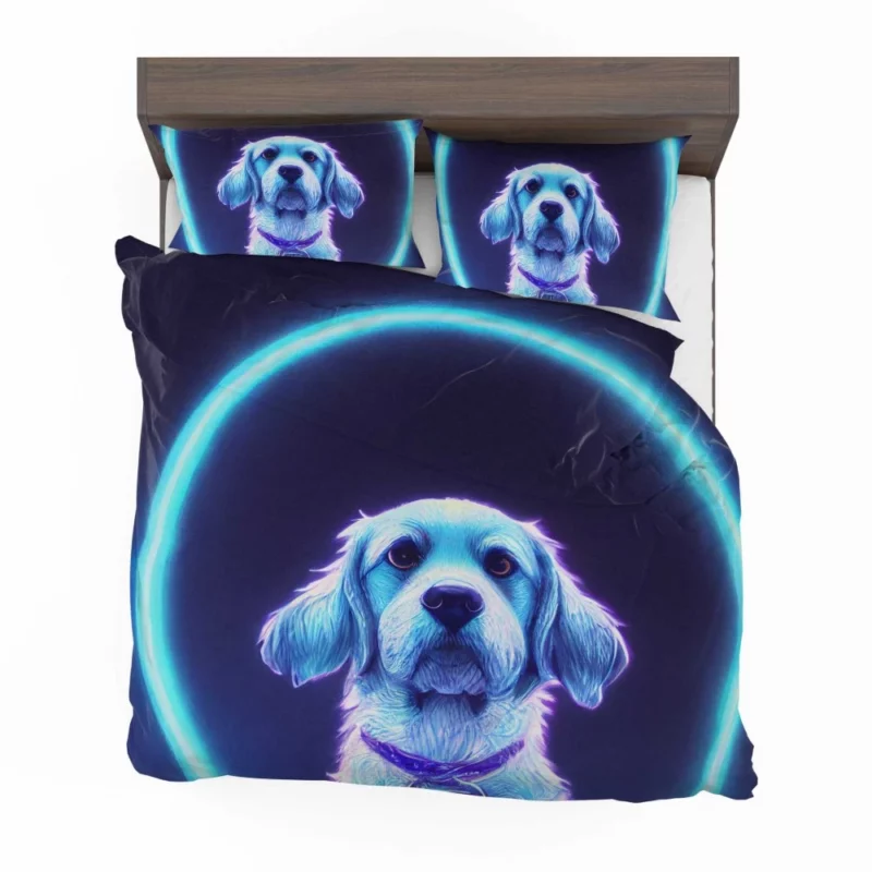 Pretty Blue Watercolor Dog Portrait Bedding Set 2