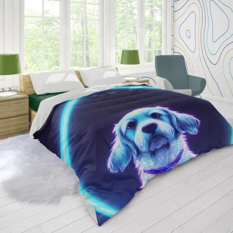 Pretty Blue Watercolor Dog Portrait Duvet Cover