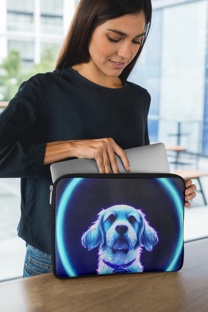 Pretty Blue Watercolor Dog Portrait Laptop Sleeve 1