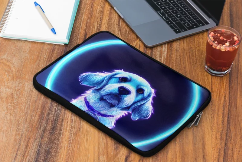 Pretty Blue Watercolor Dog Portrait Laptop Sleeve 2