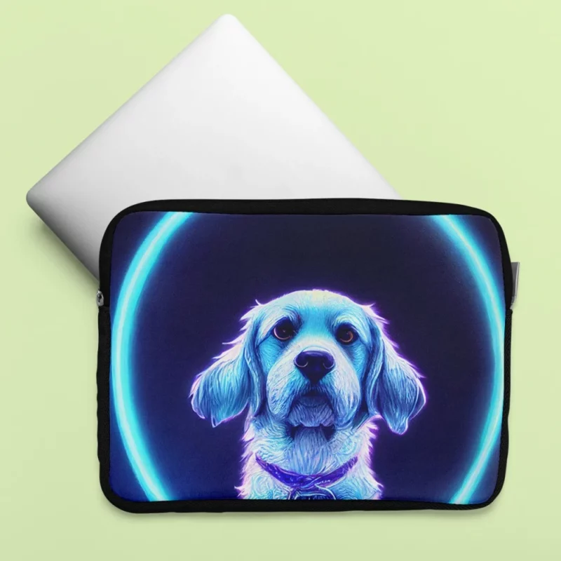 Pretty Blue Watercolor Dog Portrait Laptop Sleeve