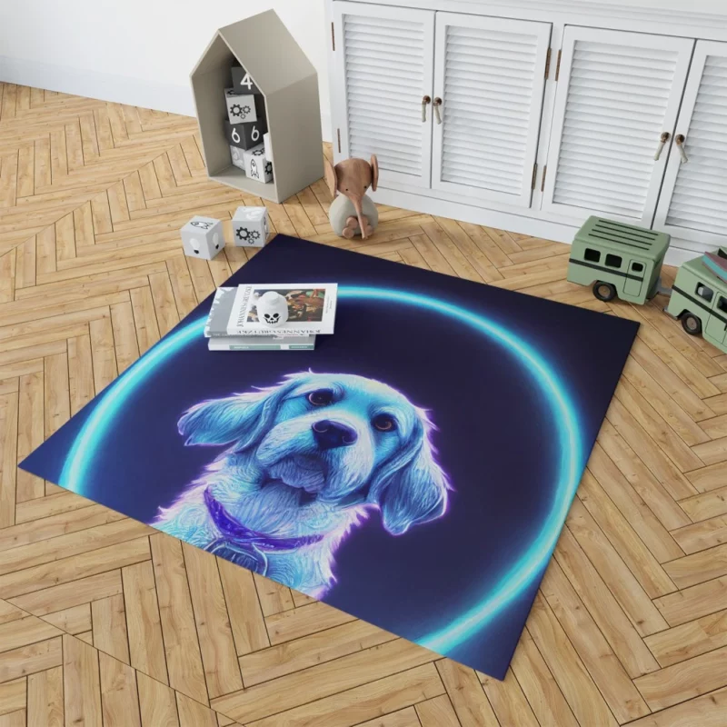 Pretty Blue Watercolor Dog Portrait Rug 1