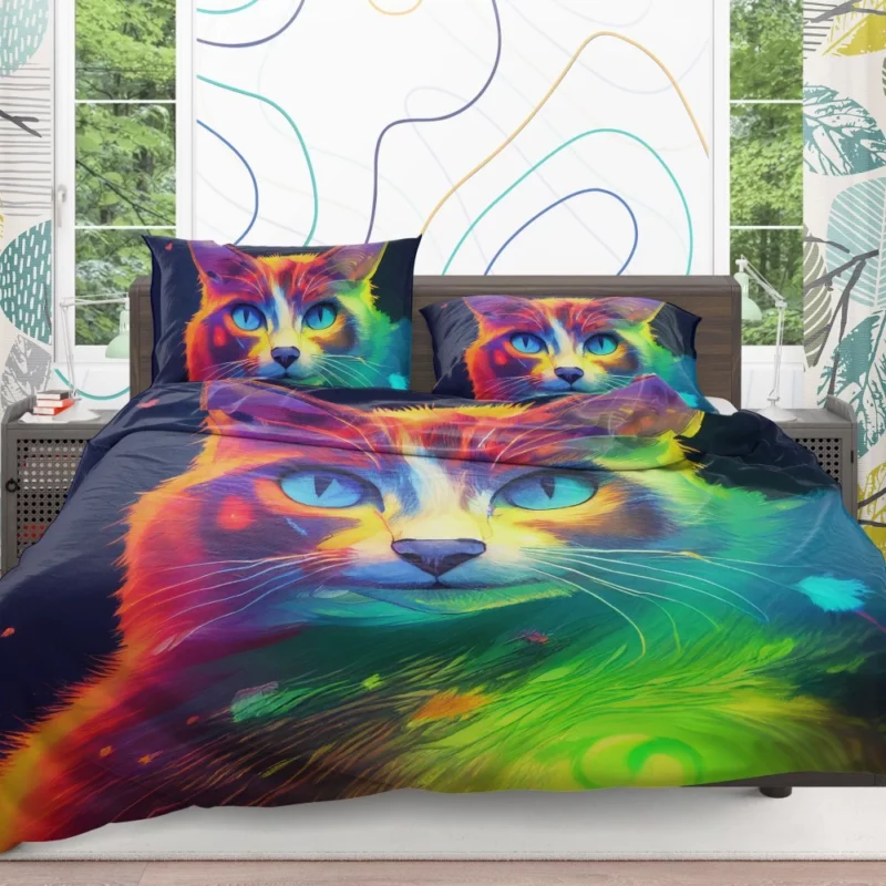 Pretty Cat Portrait in Watercolor Bedding Set