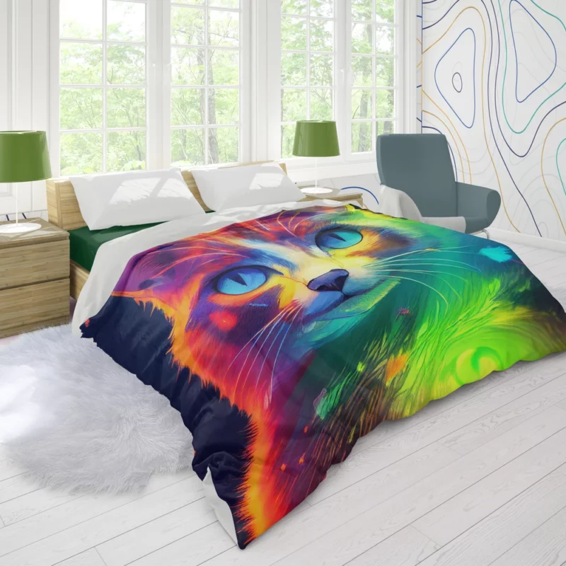 Pretty Cat Portrait in Watercolor Duvet Cover