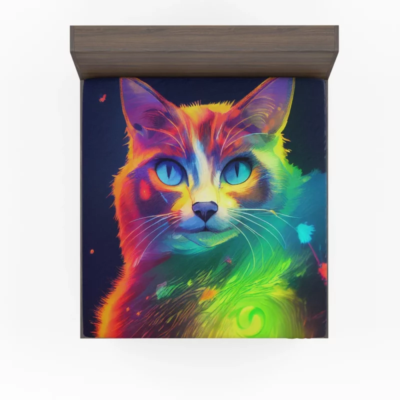 Pretty Cat Portrait in Watercolor Fitted Sheet