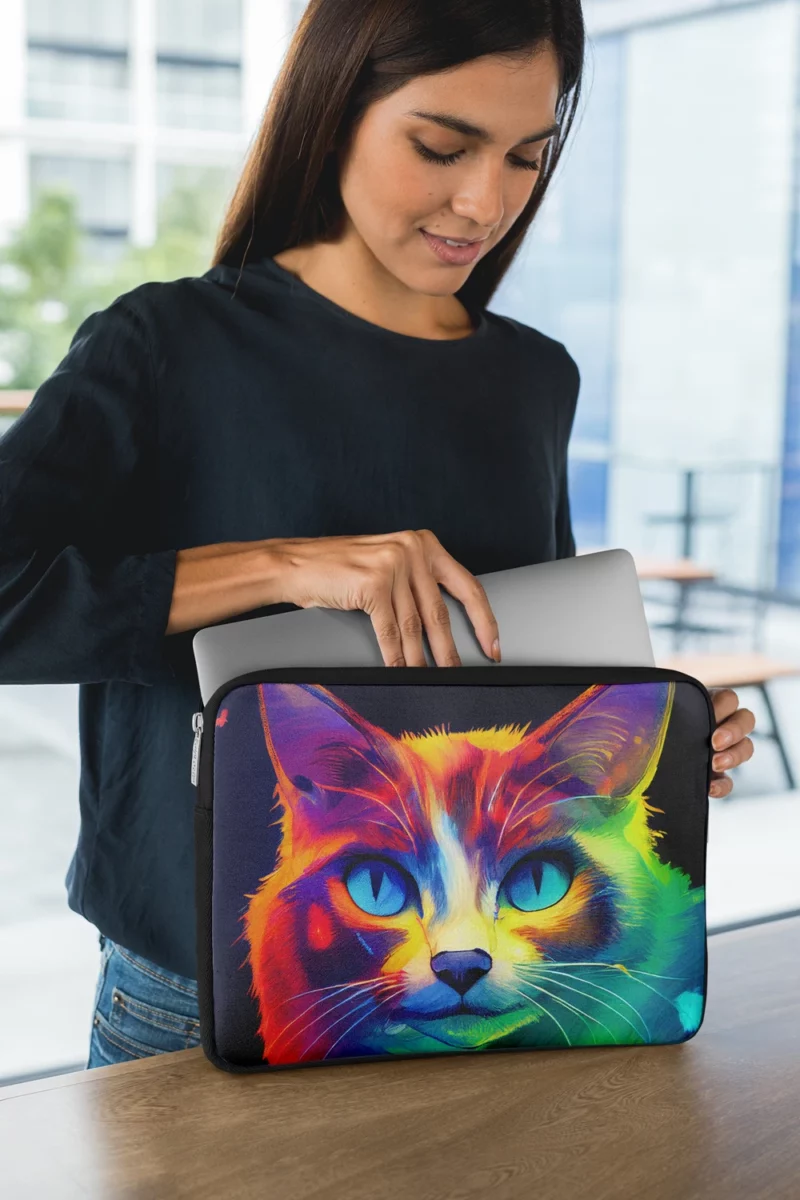 Pretty Cat Portrait in Watercolor Laptop Sleeve 1