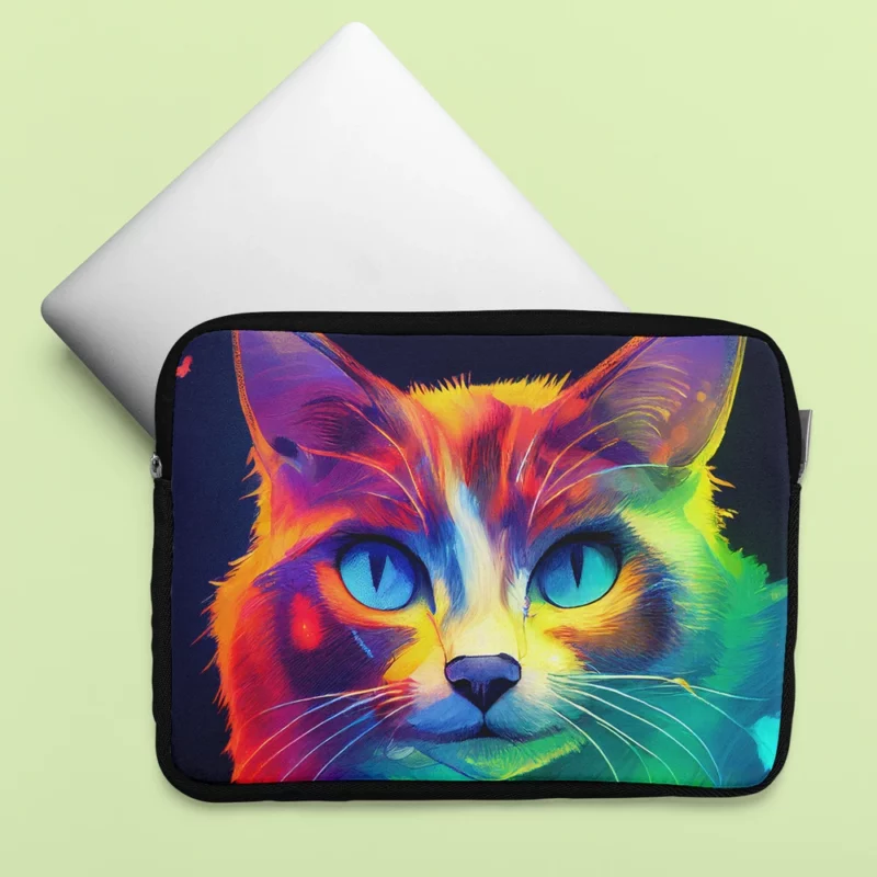 Pretty Cat Portrait in Watercolor Laptop Sleeve