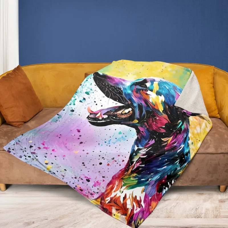 Profile View Dog Portrait Fleece Blanket 1