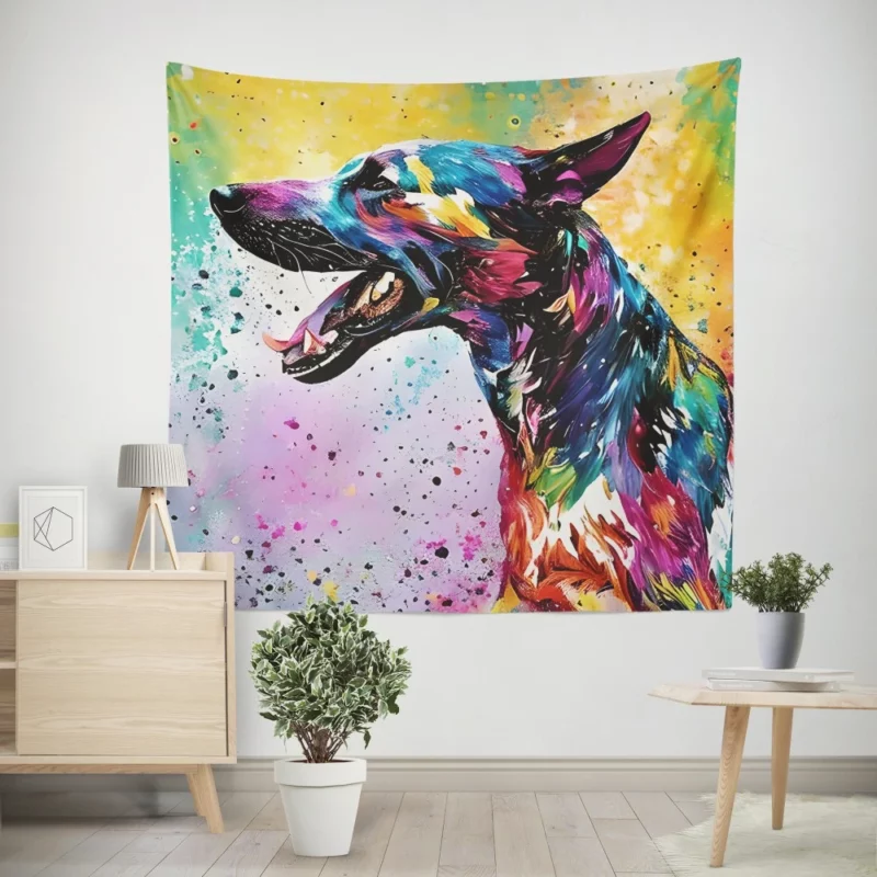 Profile View Dog Portrait Wall Tapestry
