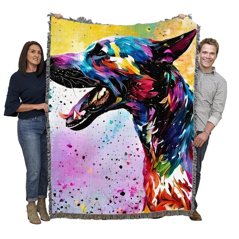 Profile View Dog Portrait Woven Blanket