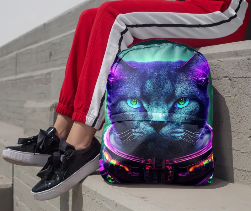 Protective Astronaut Cat with Green Eyes Backpack 1