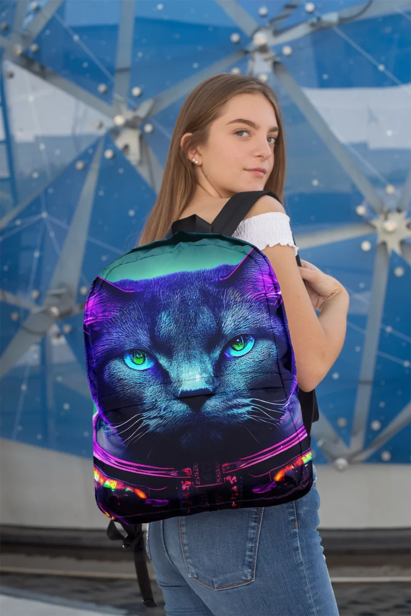 Protective Astronaut Cat with Green Eyes Backpack 2