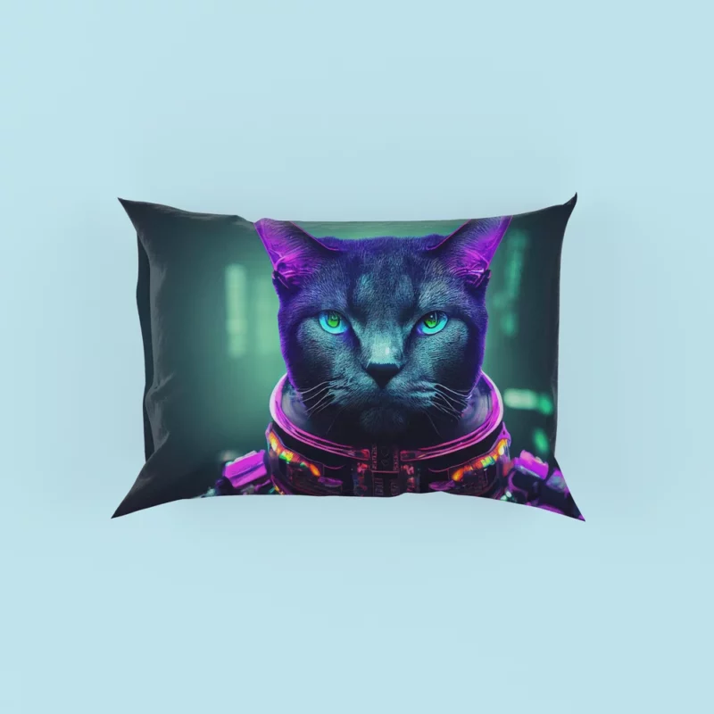 Protective Astronaut Cat with Green Eyes Pillow Cases